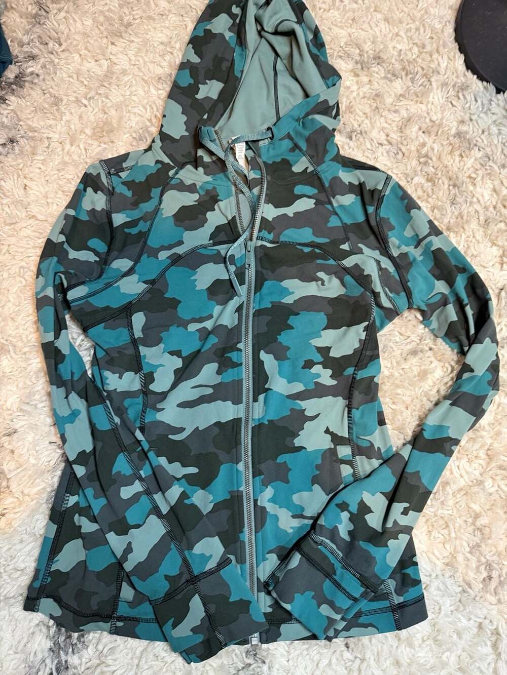 Lululemon Define Jacket Heritage 365 Camo Tidewater Teal Multi Size 12